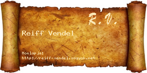 Reiff Vendel névjegykártya